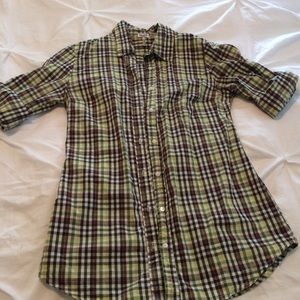 Splendid 3/4 length plaid button up EUC